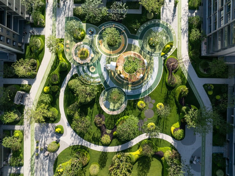 Modern garden between apartments